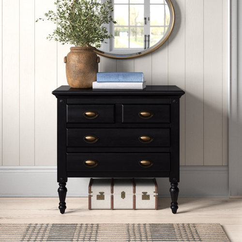 Farmhouse Rustic Black Nightstands Birch Lane   Black Eros 4 Drawer Accent Chest 